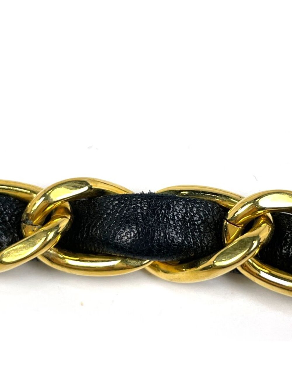 Chanel CC Logo Chain Belt Leather Gold Black - Picture 4 of 7